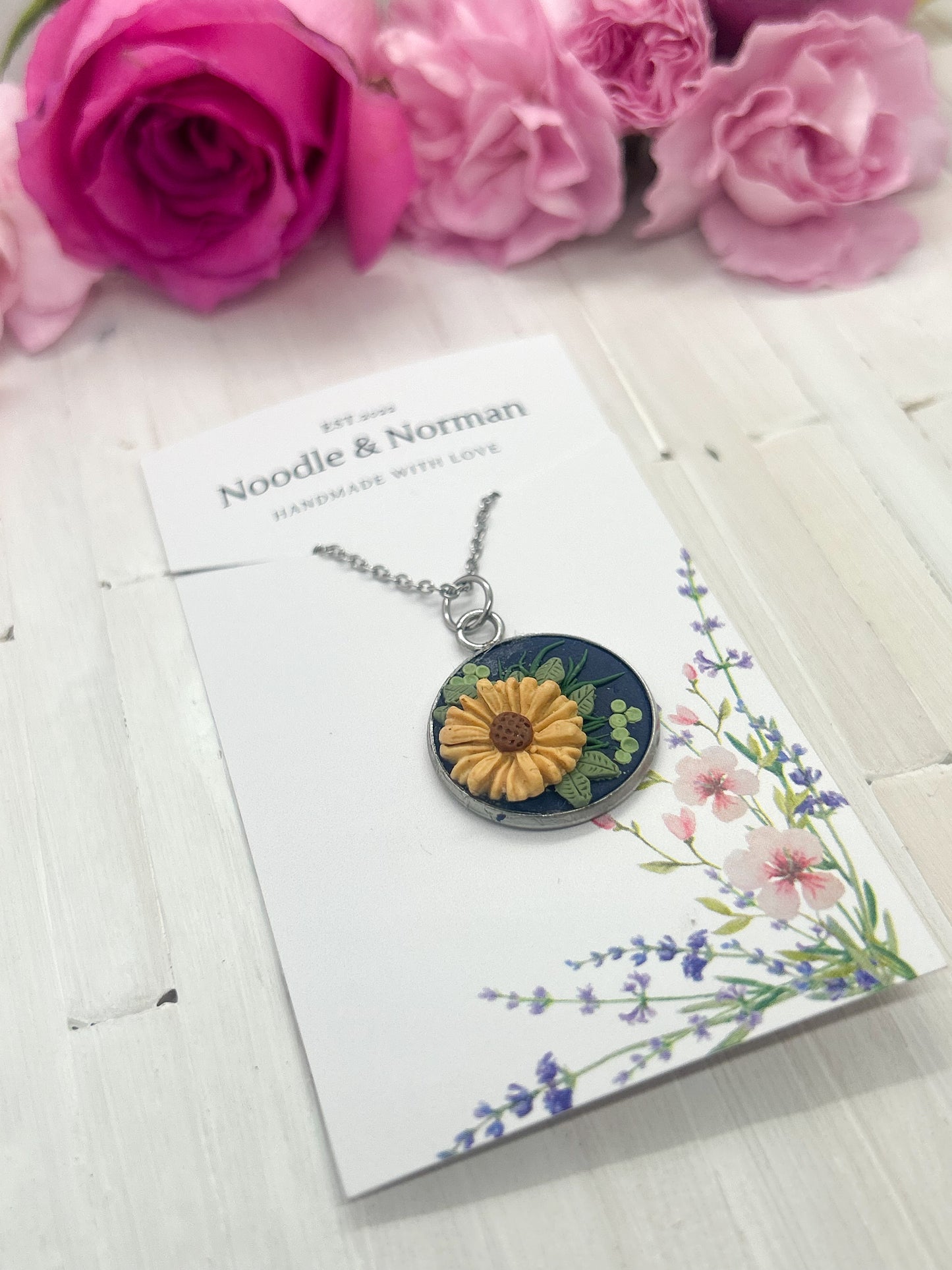 Round Sunflower Necklace