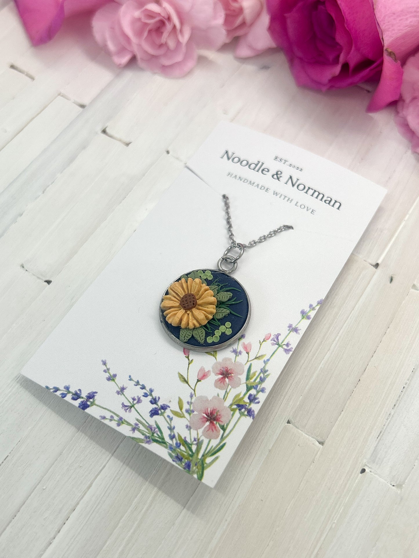 Round Sunflower Necklace