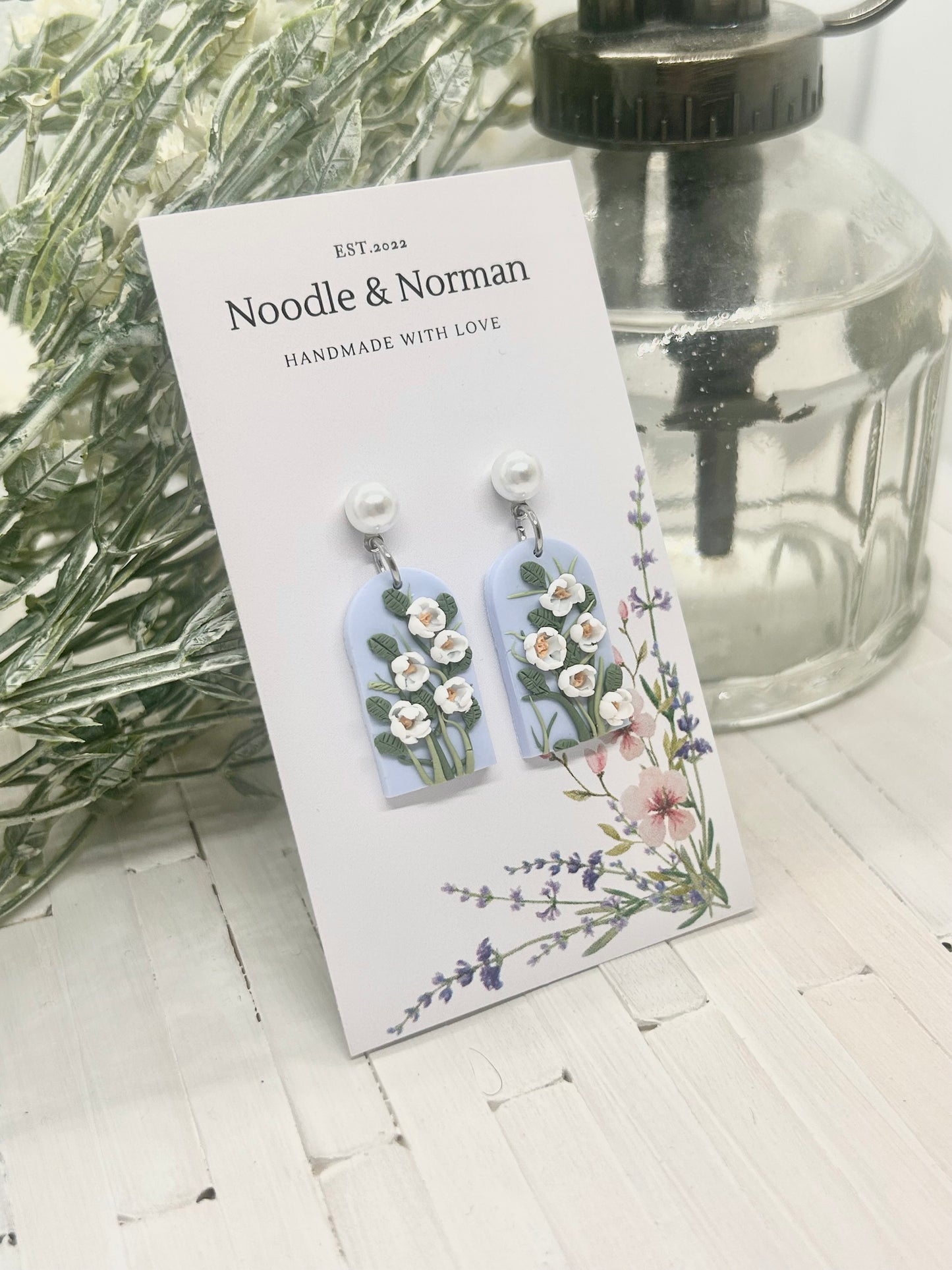 Blue Floral Dangles