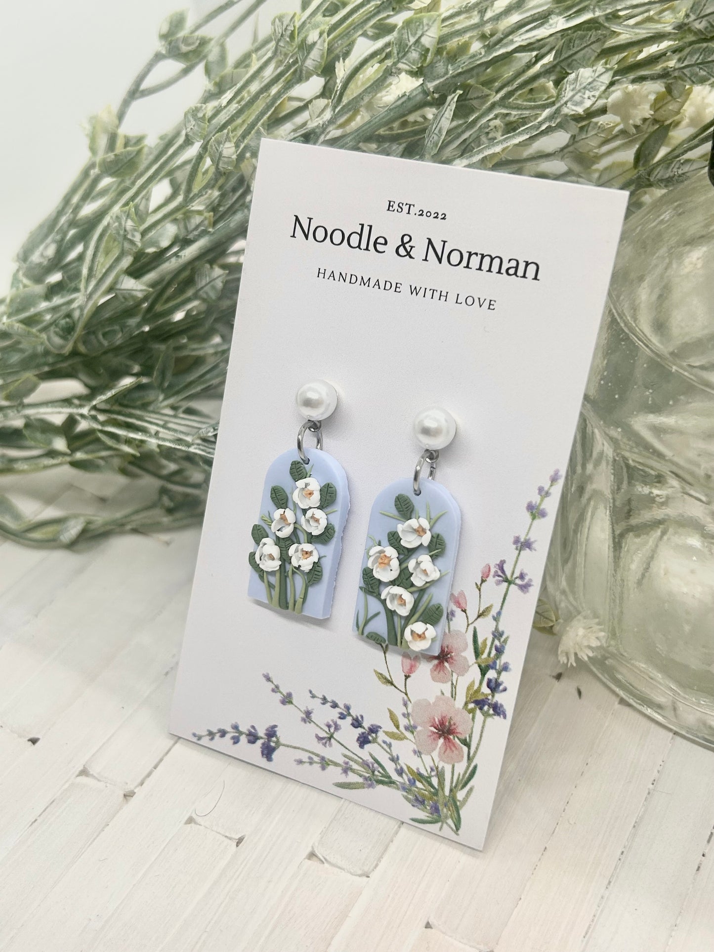 Blue Floral Dangles