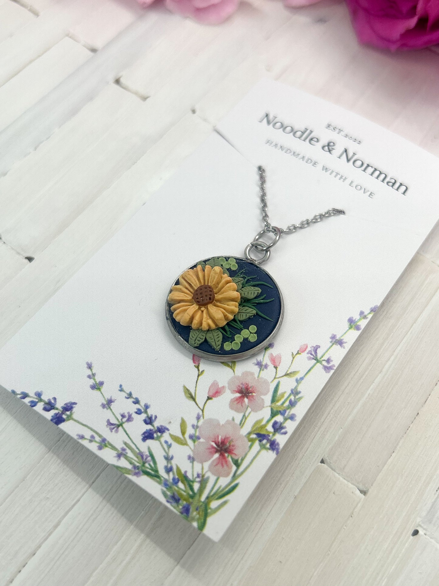 Round Sunflower Necklace