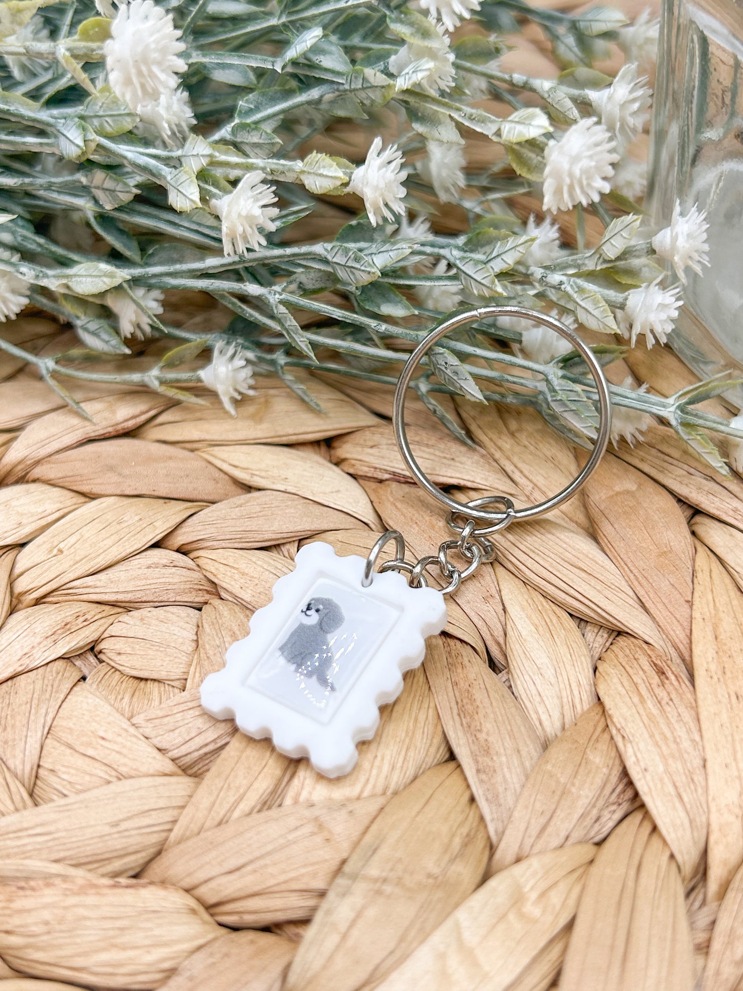 Grey Dog Keyring