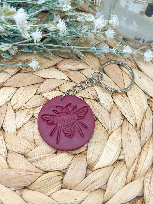 Burgundy Bee Keyring