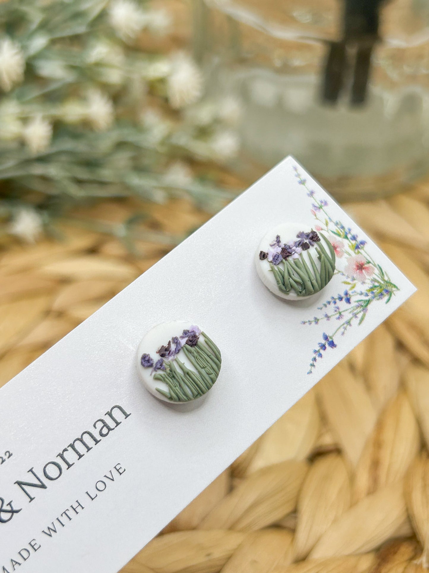 Purple Wildflower Studs