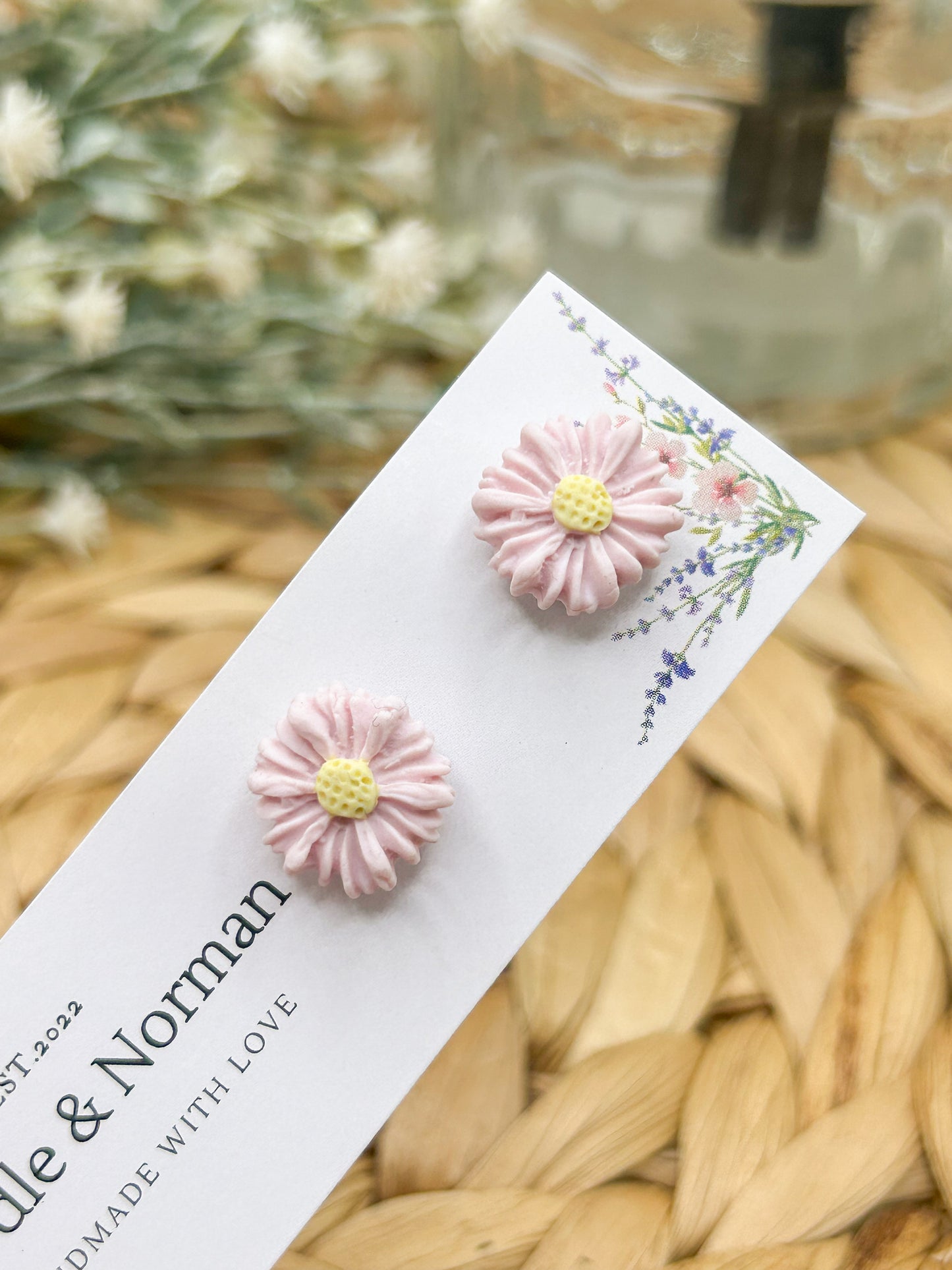 Pink Daisy Studs