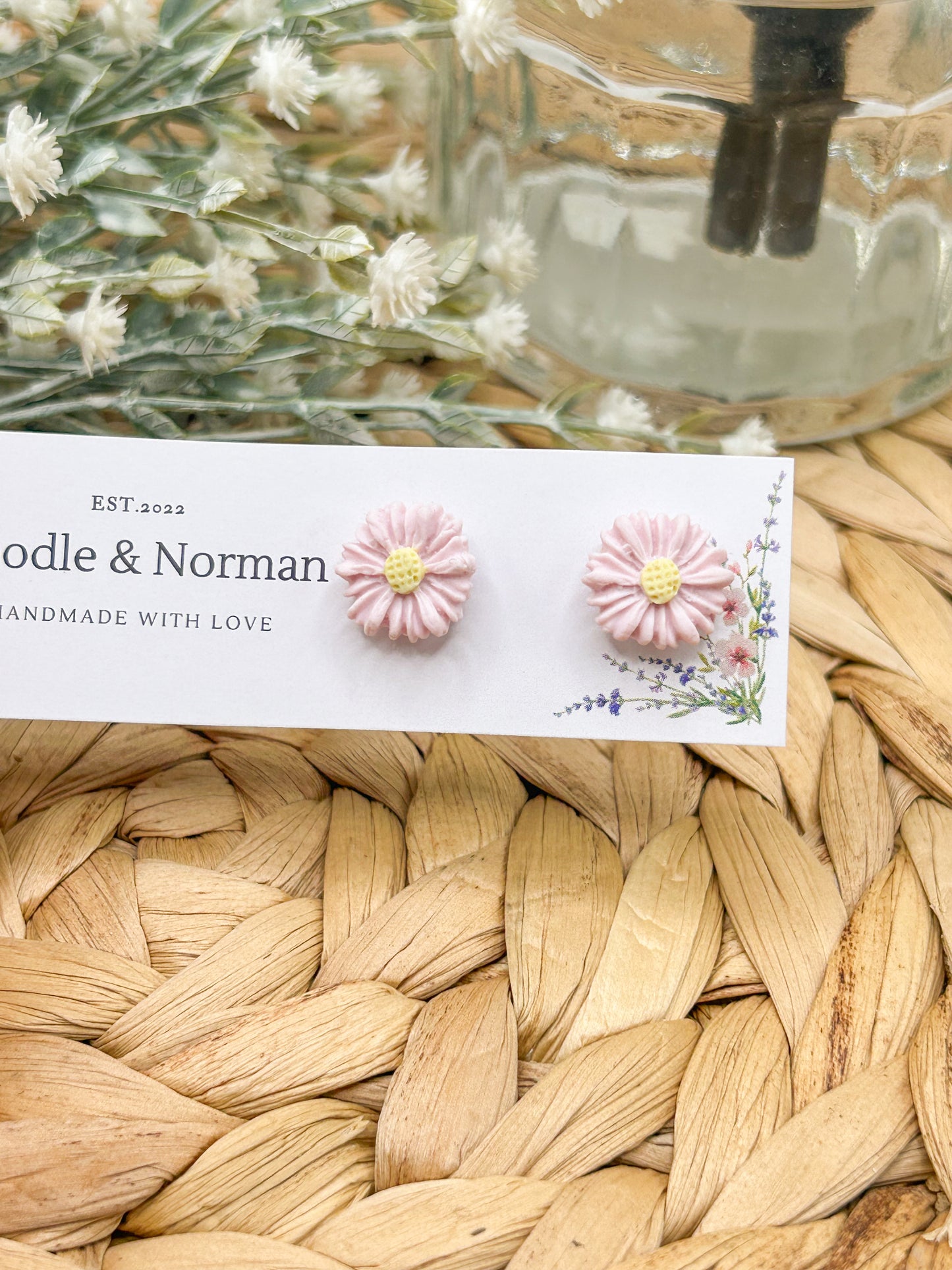 Pink Daisy Studs