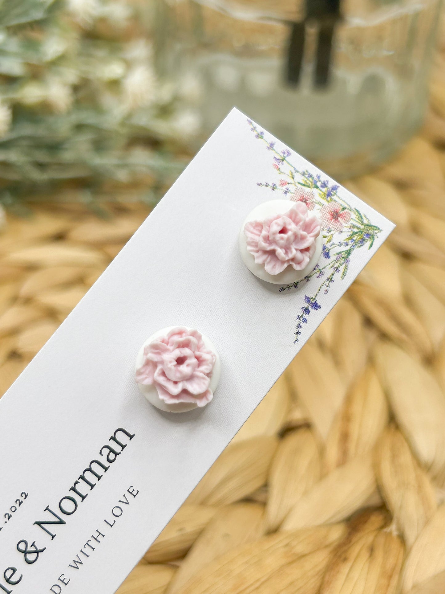 Pink Flower Studs