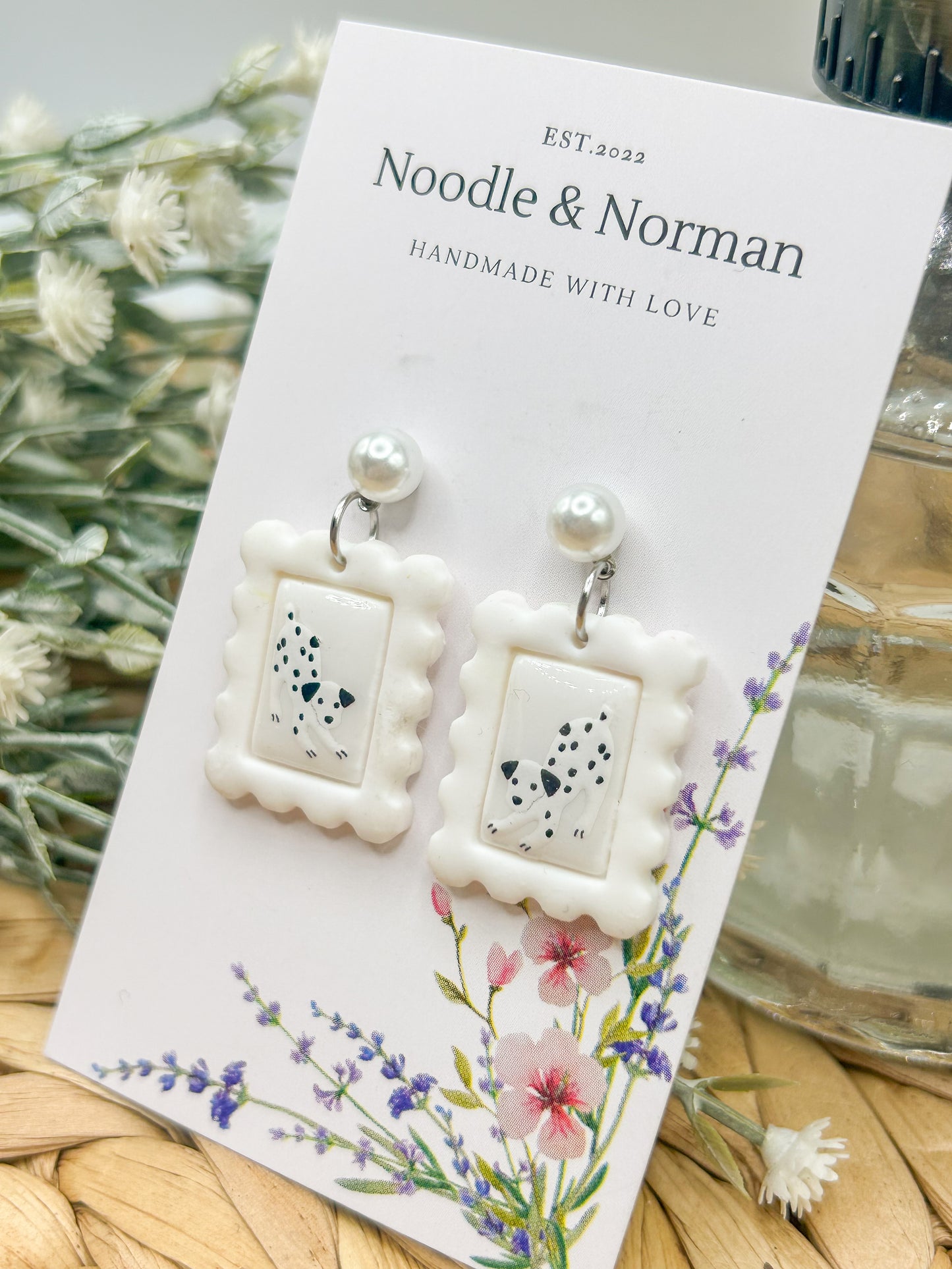 Dalmatian Dangle Earrings