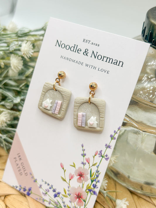 Pastel Pink Bookshelf Earrings