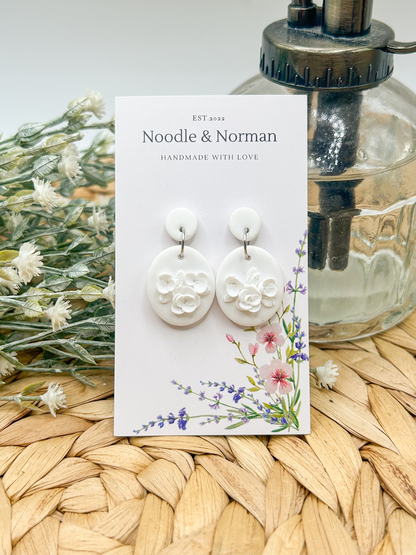 All White Floral Earrings