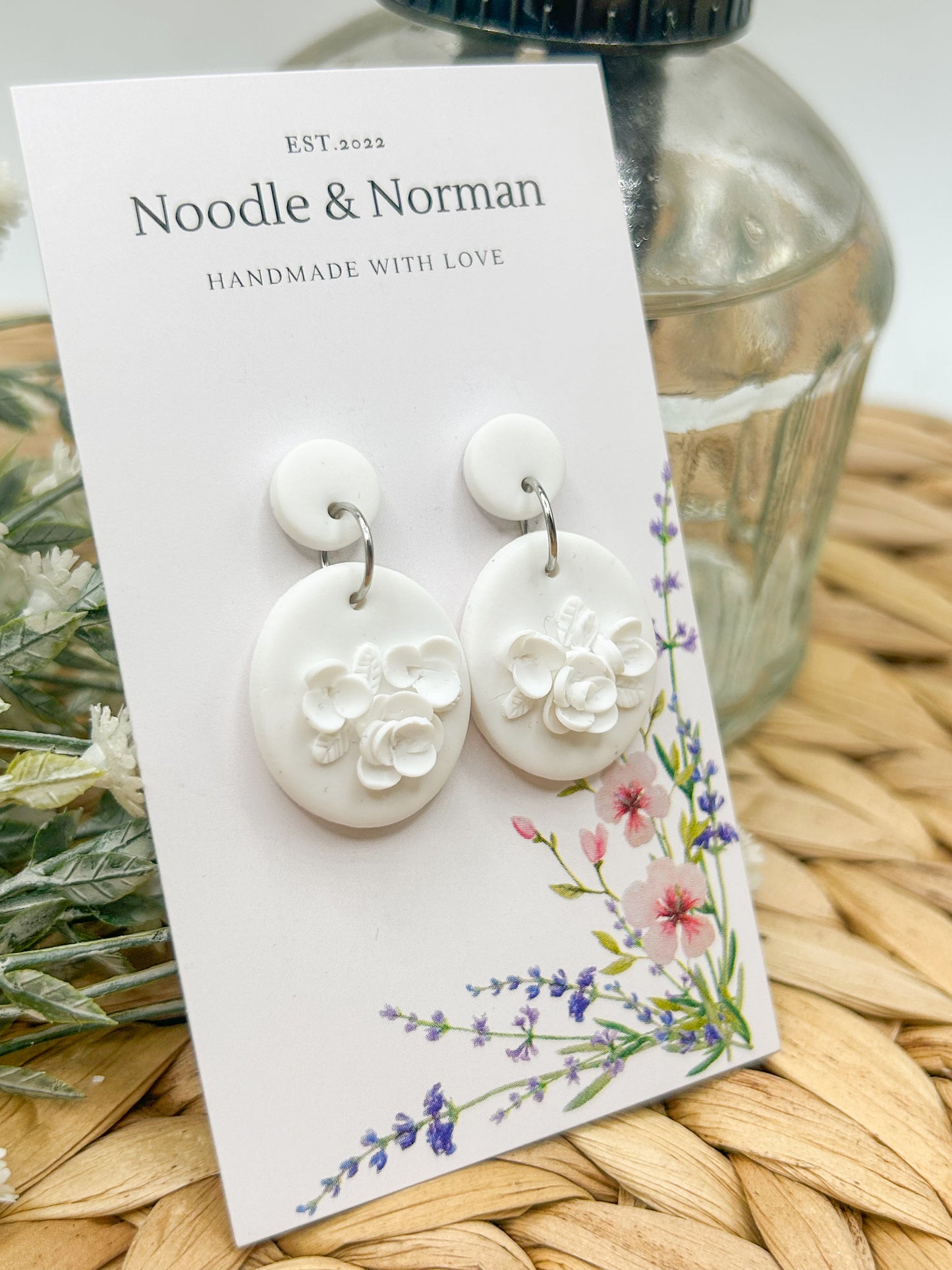 All White Floral Earrings