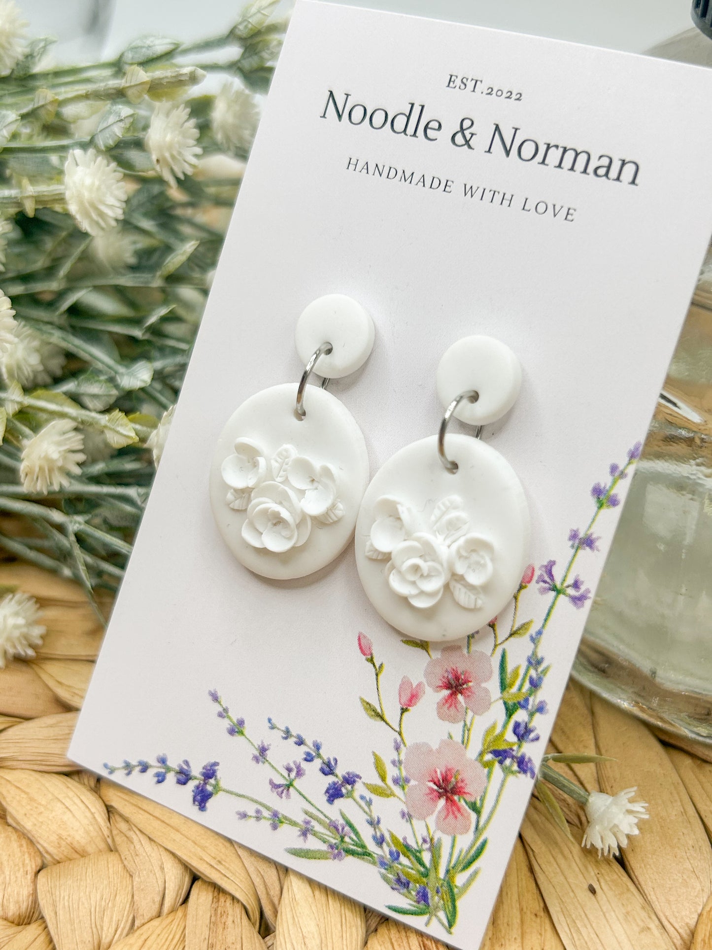 All White Floral Earrings