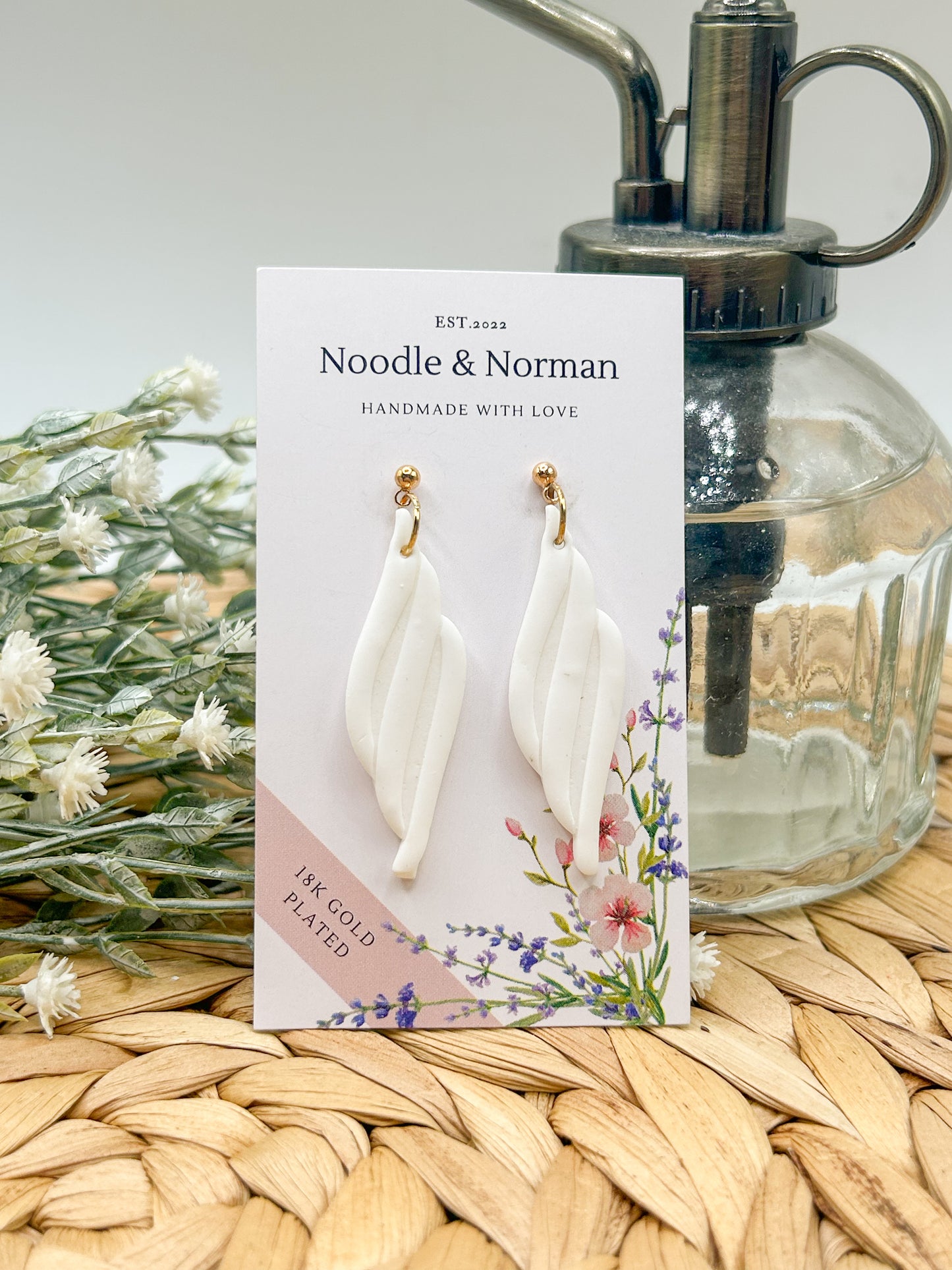 White Swirl Statement Earrings