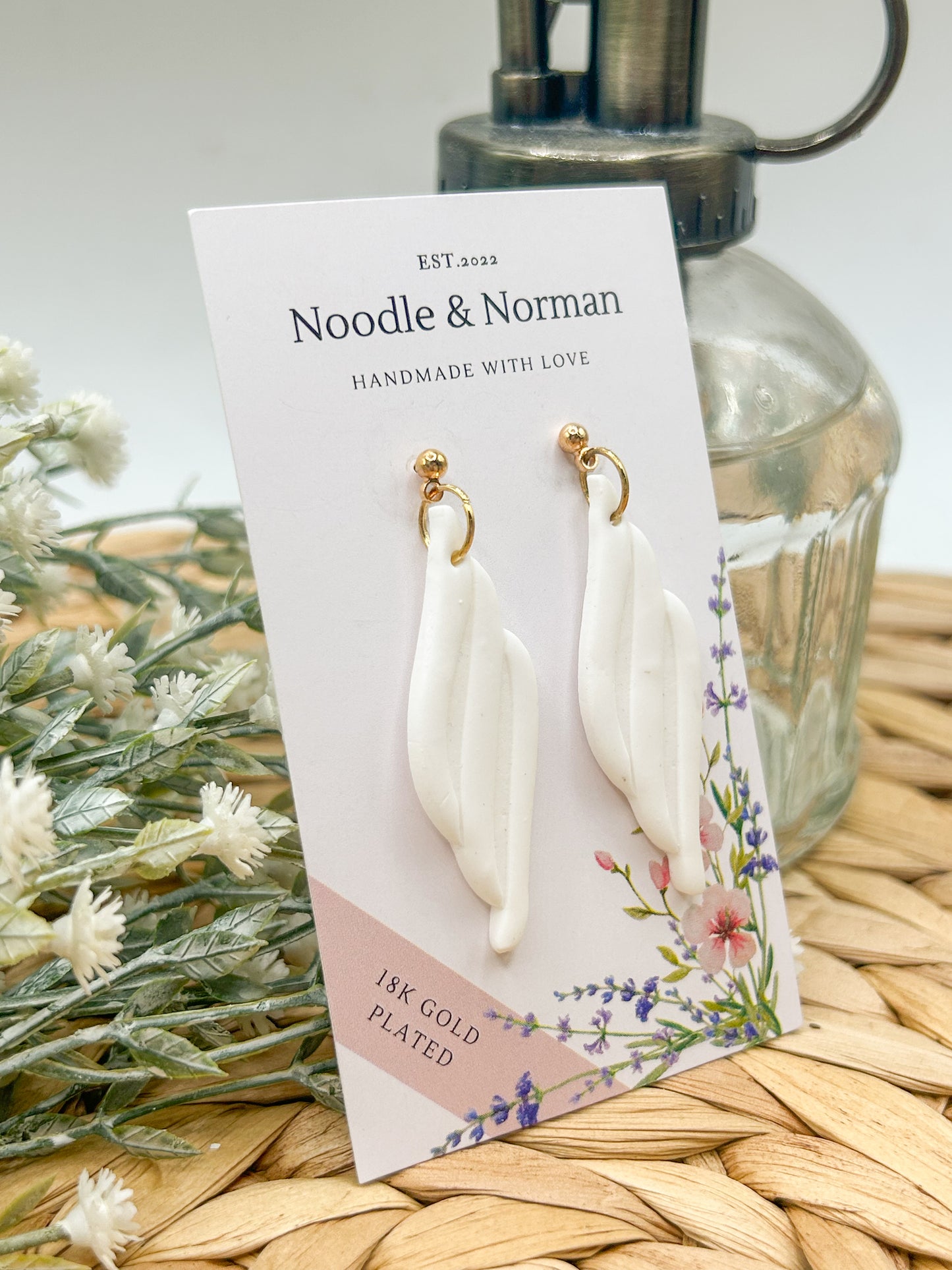 White Swirl Statement Earrings