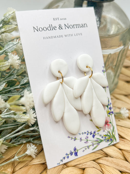 White Statement Earrings